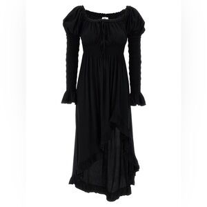 SLEEPER Juliette Wild Angel Elegant Soft Shirred Asymmetric Dress Black NWT